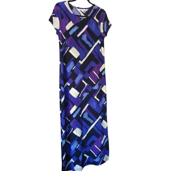Chicos Travelers™ Classic Abstract Maxi Dress Purple Indigo Small - Picture 2 of 9